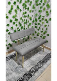 Resim Özcan Metal Metal Ayaklı Sırtlı Gold Mutfak Salon Antre Yatak Odası Puf Bank Oturak Bench Gri 
