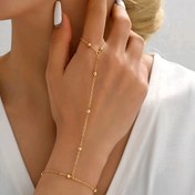 Resim Temperament Basit Stil Parmak Yüzük Bileklik Ayarlanabilir Alaşım El Zinciri Takı 