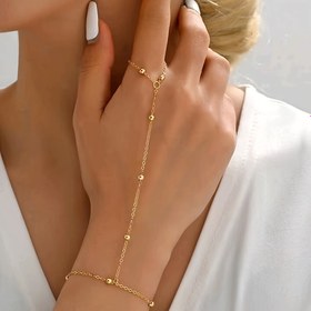 Resim Temperament Basit Stil Parmak Yüzük Bileklik Ayarlanabilir Alaşım El Zinciri Takı 