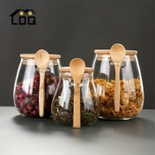 Resim LDQ (kavanoz+kürek)1 Set: Kavanozla birlikte kapaklı cam depolama kavanozu - Kahve, Şeker, Çay, Tuz, Şekerleme ve Baharatlar için mükemmel | Ev, Restoran ve Yiyecek Kamyonu için İdeal Mutfak Düzenleyici 