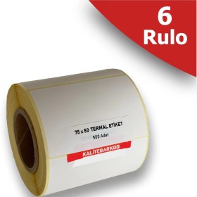 Resim 75X50 Termal Etiket | 6 Rulo Barkod Etiketi 