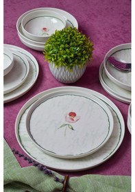 Resim Heda Porselen Ebrusu 18 Parça 6 Kişilik Porselen Yemek Takımı 