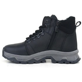 Resim Rakerplus Hakiki Deri Siyah Fermuarlı Trekking Erkek Çocuk Bot Siyah 