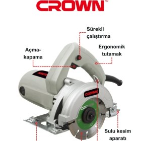 Resim Crown Mermer Kesme Makinesi 110 mm 1200 Watt CT15081 | Bakır Sargılı Seramik Mermer Kesme 