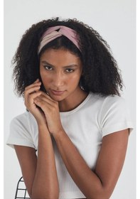 Resim Kadın Trend Style Pamuklu Penye, Kaymaz, Yumuşak, Esnek, Saç Bandı Bandana - Tek Ebat / Bej-gül Kurusu Bej-gül Kurusu 