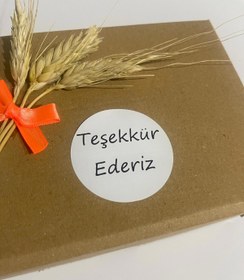 Resim Teşekkür ederiz Siyah Yazılı Yuvarlak Yapışkanlı Etiket 3x3 cm 150 adet 