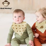 Resim Bindi Maymun 6'lı Yumuşak Pamuklu Çocuk Önlükleri, Erkek ve Kızlar için Sevimli Karikatür Baskılı Üçgen Önlükler - Karışık Renkler, Çıtçıt Kapatma, Noel & Cadılar Bayramı için Mükemmel Hediye 