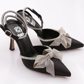 Resim Dgn 6712 Kadin Taş Kurdela Desenli Abiye Topuklu Ayakkabi 6712-424-R1671 Siyah 