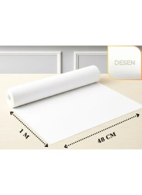 Resim Almital Mobilya Aksesuarlari 48 cm x 1 m beyaz kumaş desenli, suni deri çekmece İçi Kaydırmaz Halı , çekmece halısı, raf örtüsü 