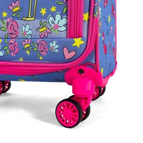 Resim Flamingo Desenli 4 Tekerlekli Çocuk Valizi, Eğlenceli Seyahat Arkadaşı - Flamingo Desenli 