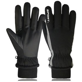 Resim Bosphorusboutique Mengtuo Erkek Kadife Kalın Açık Bisiklet Kayak Dokunuşu Alfabe Eldiven Siyah Sk Siyah 