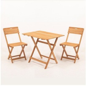 Resim Meya Dekor Balkon Bahçe 60x80 Cm Masa 3 Lü Katlanabilir Bistro Set 2 Sandalye 1 Bahçe 60x80 Cm Masa Ahşap 