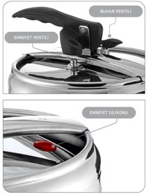 Resim New And Single Krom Paslanmaz Çelik Tabanlı Düdüklü Tencere 5 Lt 