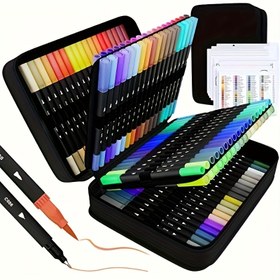 Resim Çift Fırça Sanatsal Markerlar, 60 Renk Profesyonel Sanatçı Kalem Seti, Plastik Malzeme, Esnek Fırça ve İnce Uç, Yetişkin Renklendirme, Bullet Journaling, Karalama, Noel ve Cadılar Bayramı Hediyeleri 