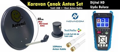 Resim 40 CM Karavan Çanak Anten Seti - Dijital Full HD Şarjlı Uydu Bulucu Antenci