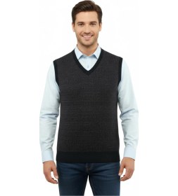 Resim Erkek V Yaka Süveter Çelik Örgü Regular Kalıp 5206h Bgl-st04841 Lacivert 