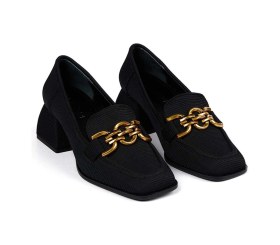 Resim Bestello Tokalı Neolit Taban Kalın Topuklu 281-351 Kadın Ayakkabı Siyah 