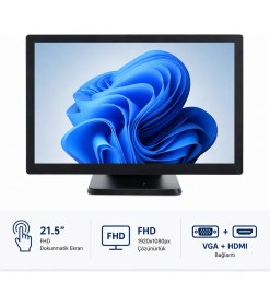 Resim Grandstarr TM215M 21.5'' FHD Endüstriyel Dokunmatik Monitör - HDMI ve VGA Haberleşmeli 