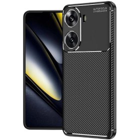 Resim Poco X7 Pro Uyumlu Silikon Kılıf Karbon Desenli Kamera Korumalı Autofocus Kapak Siyah Siyah 