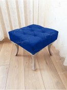 Resim Kapitoneli Makyaj Pufu Ayak Ucu Puf Gümüş Ayak 45 45 Lacivert 