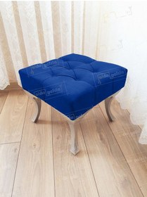 Resim Kapitoneli Makyaj Pufu Ayak Ucu Puf Gümüş Ayak 45 45 Lacivert 