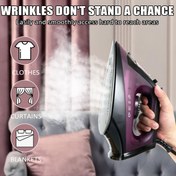 Resim 2000W Yapışmaz Kaplamalı Buharlı Ütü, Hafif ve Güçlü Buhar, Ayarlanabilir Sıcaklık & Patlama Buharı, Değişken Buhar Kontrolü & Dikey Buhar, 120g Basınç Etkisi, 200ml Depo - Tüm Kumaşlar İçin Uygun, Siyah+Mor (AB Fişi) 
