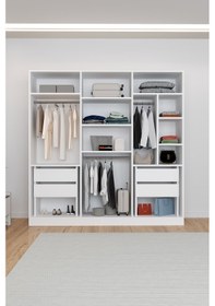 Resim Ae-2115 Kale Beyaz Gardırop 6 Kapaklı, 4 Çekmeceli, 3 Askılıklı, 