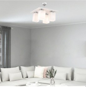 Resim Atlas 4 Lü Beyaz Kare Modern Genç Odası Mutfak- Banyo Mutfak Salon Avize 