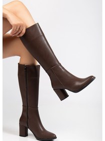 Resim Ysn-4422 Kahve Topuklu Kadın Çizme Kahverengi 