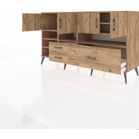 Resim Kronos Konsol 8 Raflı 3 Çekmeceli 4 Kapaklı 176x59x99 Çam-çam Çam-çam 