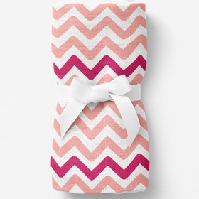 Resim Big Flower Pink Zigzag Müslin Bebek Örtüsü - 100x100cm 