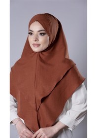 Resim Hürrem Bone Taba Pratik Hazır Geçmeli Tesettür Eşarp Pamuk Caz Kumaş Çift Katlı Çapraz Hijab 2304 33 
