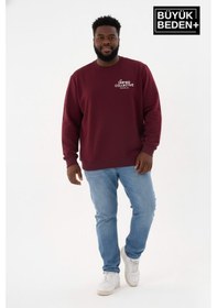 Resim Süperlife Erkek Büyük Beden Unified Collective Baskılı Bisiklet Yaka İnce Sweatshirt Spr26bsw956-10 Bordo 