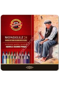 Resim Kohinoor Mondeluz Aquarell Boya Kalemi 24 Renk Klasik Metal Kutu 