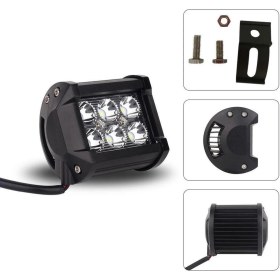 Resim Off Road Lamba Projektör 6 LED Işık Beyaz Metal Kasa Aparatlı 