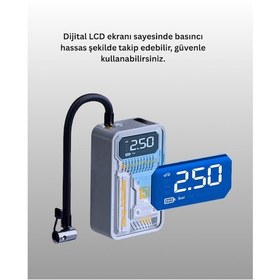 Resim Mini Boy Elektrikli Şarjlı Yüksek Basınçlı Lastik Şişirme Pompası 