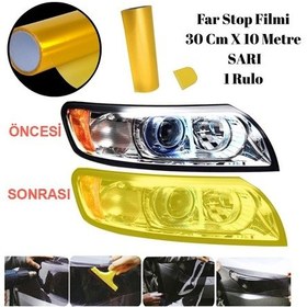 Resim Gmax Far Stop Filmi 30 Cm X 10 Metre Sarı 1 Rulo Arka Stop-far Koruma Ve Renklendirme Folyosu 