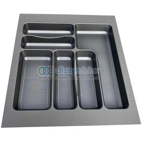 Resim Versa Antrasit Dokulu Çekmece İçi Kare Antibakteriyel Plastik Kaşıklık 47 X 49 