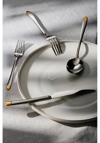 Resim Ekvator Gold Elg 84 Parça 12 Kişilik Çatal Kaşık Bıçak Takımı Ku 