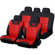 Resim Padalink Evrensel Araba Koltuk Kılıfı 4 Adet Kırmızı, Ergonomik Yaylı Desen, Yıkama Uygun, Dayanıklı Ve Kir Tutmayan Kumaş 