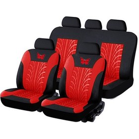 Resim Padalink Evrensel Araba Koltuk Kılıfı 4 Adet Kırmızı, Ergonomik Yaylı Desen, Yıkama Uygun, Dayanıklı Ve Kir Tutmayan Kumaş 