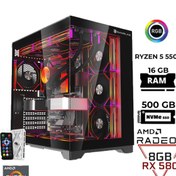 Resim GAMELİNE Pro x7 Ryzen 5 5500 16GB RAM 500GB M.2 Nvme SSD RX580 8GB Oyuncu Masaüstü Bilgisayar 