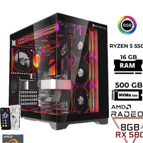 Resim GAMELİNE Pro x7 Ryzen 5 5500 16GB RAM 500GB M.2 Nvme SSD RX580 8GB Oyuncu Masaüstü Bilgisayar 