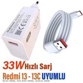 Resim Redmi 13c Şarj Aleti 33w Hızlı Şarj Cihazı Ve Kablosu Redmi 13 Uyumlu Şajr 
