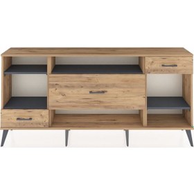 Resim Arges Konsol 4 Raflı 3 Çekmeceli 176x30x83 Çam-antrasit/çam Antrasit/çam 