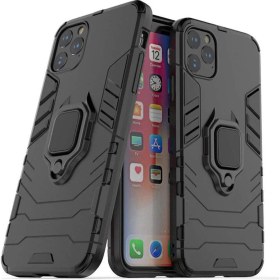 Resim Microcase iPhone 11 Pro Max Batman Serisi Yüzük Standlı Armor Kılıf - Siyah 