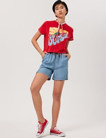 Resim Lee Cooper Açık Mavi Kadın Yüksek Bel Regular Fit Denim Şort 232 LCF 121027 NANCY 2 DENIM 