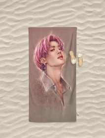Resim Jimin BTS Desenli Dijital Baskılı Plaj Havlusu Genç Kız Plaj Havlusu Deniz Havlusu 