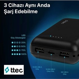Resim Ttec Recharger 10.000 mAh Taşınabilir Hızlı Şarj Aleti/Powerbank 
