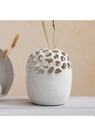 Resim Sırlı Yuvarlak Vazo Çok Renkli 